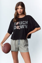 Load image into Gallery viewer, RARERAW Boxy CROP Top with TOUCH DOWN Patched in Black