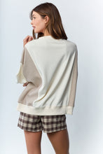 Load image into Gallery viewer, RARERAW Solid and Stripe Top with Embroidered Football Bow Patches in Ivory