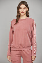 Load image into Gallery viewer, FATE Solid Color Sweatshirt with Satin Stripe Trim in Wood Rose