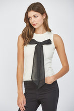Load image into Gallery viewer, FATE Lightweight Knit Sweater Top with Contrasting Bow on Front in Cream