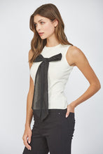 Load image into Gallery viewer, FATE Lightweight Knit Sweater Top with Contrasting Bow on Front in Cream