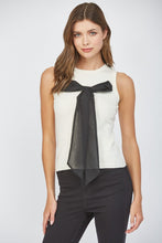 Load image into Gallery viewer, FATE Lightweight Knit Sweater Top with Contrasting Bow on Front in Cream