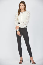 Load image into Gallery viewer, FATE Contrasting Color Cardigan with Lace Sleeves in Ivory