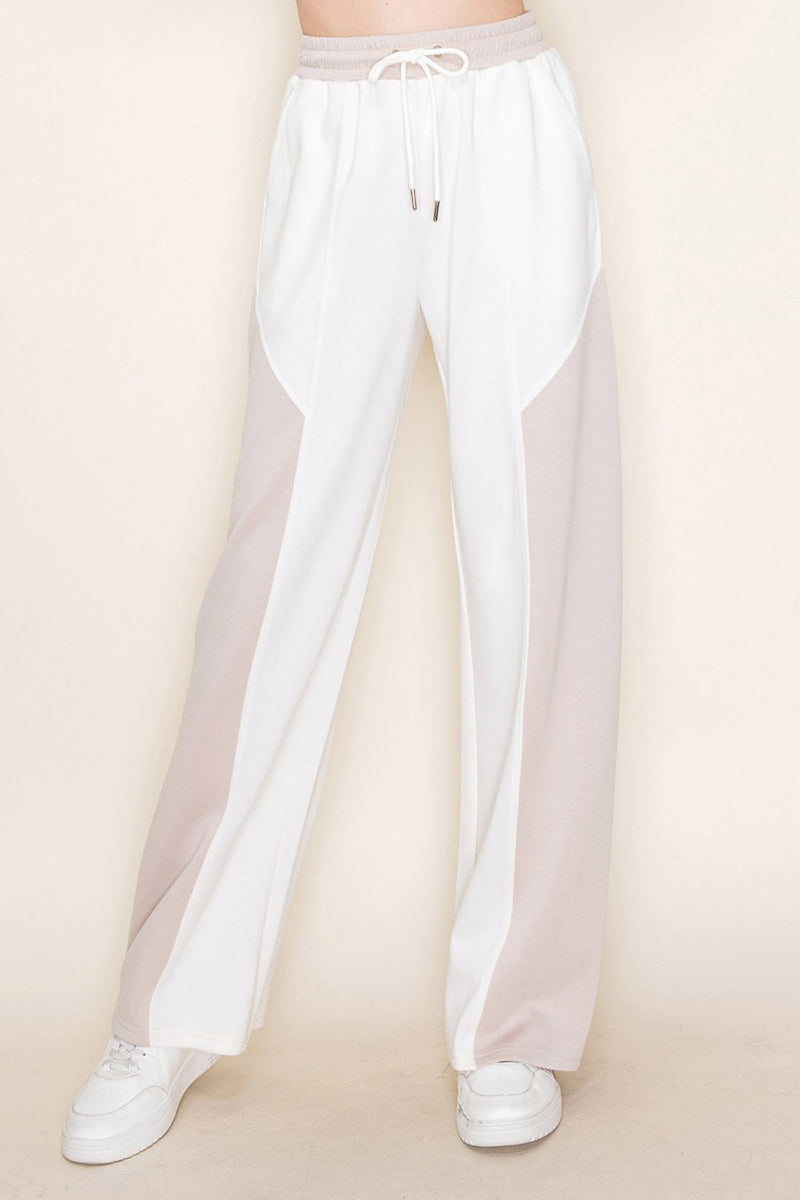White Birch High Waisted Color Block Scuba Pants in Ivory – June Adel