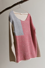 Load image into Gallery viewer, Sunday Edition OVERSIZED Knit Flag Sweater in Cream-Red-Blue