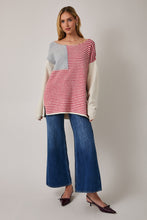 Load image into Gallery viewer, Sunday Edition OVERSIZED Knit Flag Sweater in Cream-Red-Blue
