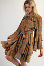 Load image into Gallery viewer, Easel Exclusive Floral Print Mini Dress in Martini Olive