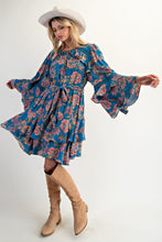 Load image into Gallery viewer, Easel Exclusive Floral Print Mini Dress in Teal