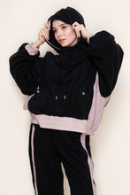 Load image into Gallery viewer, White Birch Contrasting Fleece and Quilted Knit Top in Black