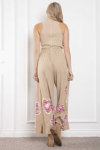 Load image into Gallery viewer, BlueVelvet Mixed Media and Layered Flower Patch Detailed Jumpsuit in Taupe