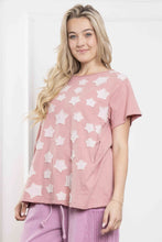 Load image into Gallery viewer, BlueVelvet Mineral Washed Small Star Patched Top in Pink