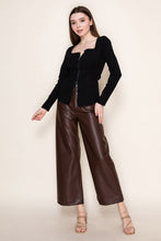 Load image into Gallery viewer, White Birch FITTED Ribbed Knit Front Zip Top in Black