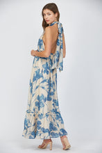 Load image into Gallery viewer, FATE Bold Floral Print Halter Maxi Dress in Cream/Blue
