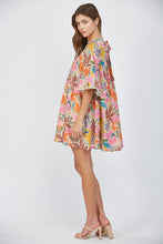 Load image into Gallery viewer, FATE Floral Print Mini Swing Dress with Lace Trim in Cream Multi