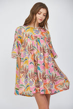 Load image into Gallery viewer, FATE Floral Print Mini Swing Dress with Lace Trim in Cream Multi