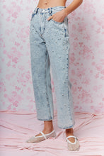 Load image into Gallery viewer, RARERAW Light Washed Pearl and Rhinestone Embellished Jeans in Light Denim