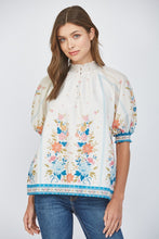 Load image into Gallery viewer, FATE Smocked High Neck Top in Cream Multi