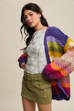 Load image into Gallery viewer, Listicle Rainbow Hand Crochet Cardigan in Rainbow Multi