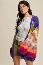 Load image into Gallery viewer, Listicle Rainbow Hand Crochet Cardigan in Rainbow Multi