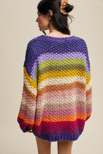 Load image into Gallery viewer, Listicle Rainbow Hand Crochet Cardigan in Rainbow Multi