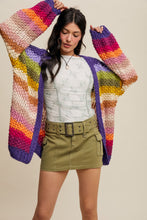 Load image into Gallery viewer, Listicle Rainbow Hand Crochet Cardigan in Rainbow Multi
