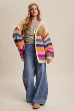 Load image into Gallery viewer, Listicle Rainbow Hand Crochet Cardigan in Cream Multi