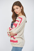 Load image into Gallery viewer, FATE Lightweight Knit American Flag Motif Sweater in Taupe