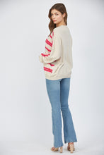 Load image into Gallery viewer, FATE Lightweight Knit American Flag Motif Sweater in Taupe