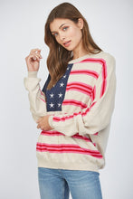 Load image into Gallery viewer, FATE Lightweight Knit American Flag Motif Sweater in Taupe
