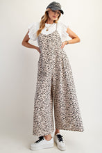 Load image into Gallery viewer, Easel Leopard Print Terry Knit Jumpsuit in Khaki