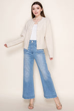 Load image into Gallery viewer, White Birch Knit Cardigan with Large Pearl Trim in Ivory