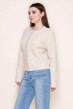 Load image into Gallery viewer, White Birch Knit Cardigan with Large Pearl Trim in Ivory