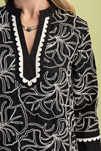 Load image into Gallery viewer, GiGio Solid Color Mini Dress with Contrasting Color Embroidery in Black