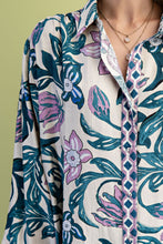 Load image into Gallery viewer, GiGio OVERSIZED Floral Print Top in Teal Mix