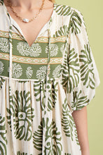 Load image into Gallery viewer, GiGio Contrasting Mixed Print Mini Dress in Sage