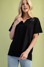 Load image into Gallery viewer, GiGio Solid Color Linen Blend Top in Black