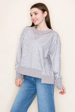 Load image into Gallery viewer, White Birch Terry Knit Leopard Print Top in Grey