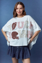 Load image into Gallery viewer, Peach Love OVERSIZED Floral Patched TOUCH DOWN Top in Off White