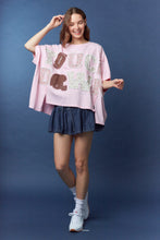 Load image into Gallery viewer, Peach Love OVERSIZED Floral Patched TOUCH DOWN Top in Light Pink