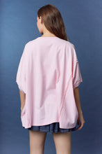 Load image into Gallery viewer, Peach Love OVERSIZED Floral Patched TOUCH DOWN Top in Light Pink