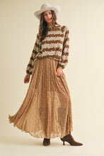 Load image into Gallery viewer, AnnieWear Brushed Knit Floral Jacquard Top in Mocha