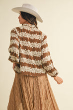 Load image into Gallery viewer, AnnieWear Brushed Knit Floral Jacquard Top in Mocha