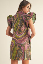 Load image into Gallery viewer, Jodifl Abstract Jacquard Mini Dress in Green Mix