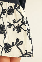 Load image into Gallery viewer, Jodifl Contrasting French Terry and 3D Floral Dress in Black ON ORDER