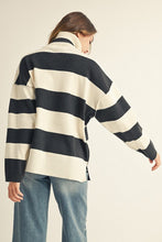 Load image into Gallery viewer, Jodifl Reversed Stitched Wide Striped Knit Top in Charcoal