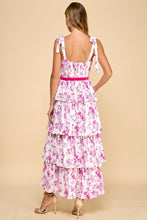 Load image into Gallery viewer, TCEC Floral Print Tiered Midi Dress in Pink
