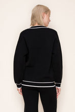Load image into Gallery viewer, White Birch Solid Color Knit Cardigan with Contrasting Color Trim in Black