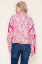 Load image into Gallery viewer, White Birch Floral Print Puffer Jacket in Fuchsia