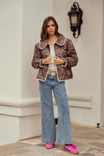 Load image into Gallery viewer, LovLov Vintage Quilted Jacket with Embroidered Trim in Leopard/Ivory