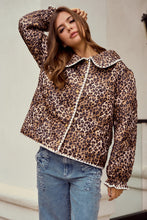 Load image into Gallery viewer, LovLov Vintage Quilted Jacket with Embroidered Trim in Leopard/Ivory